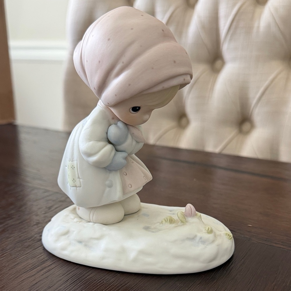 Precious Moments Pale Pink and White Girl Figurine